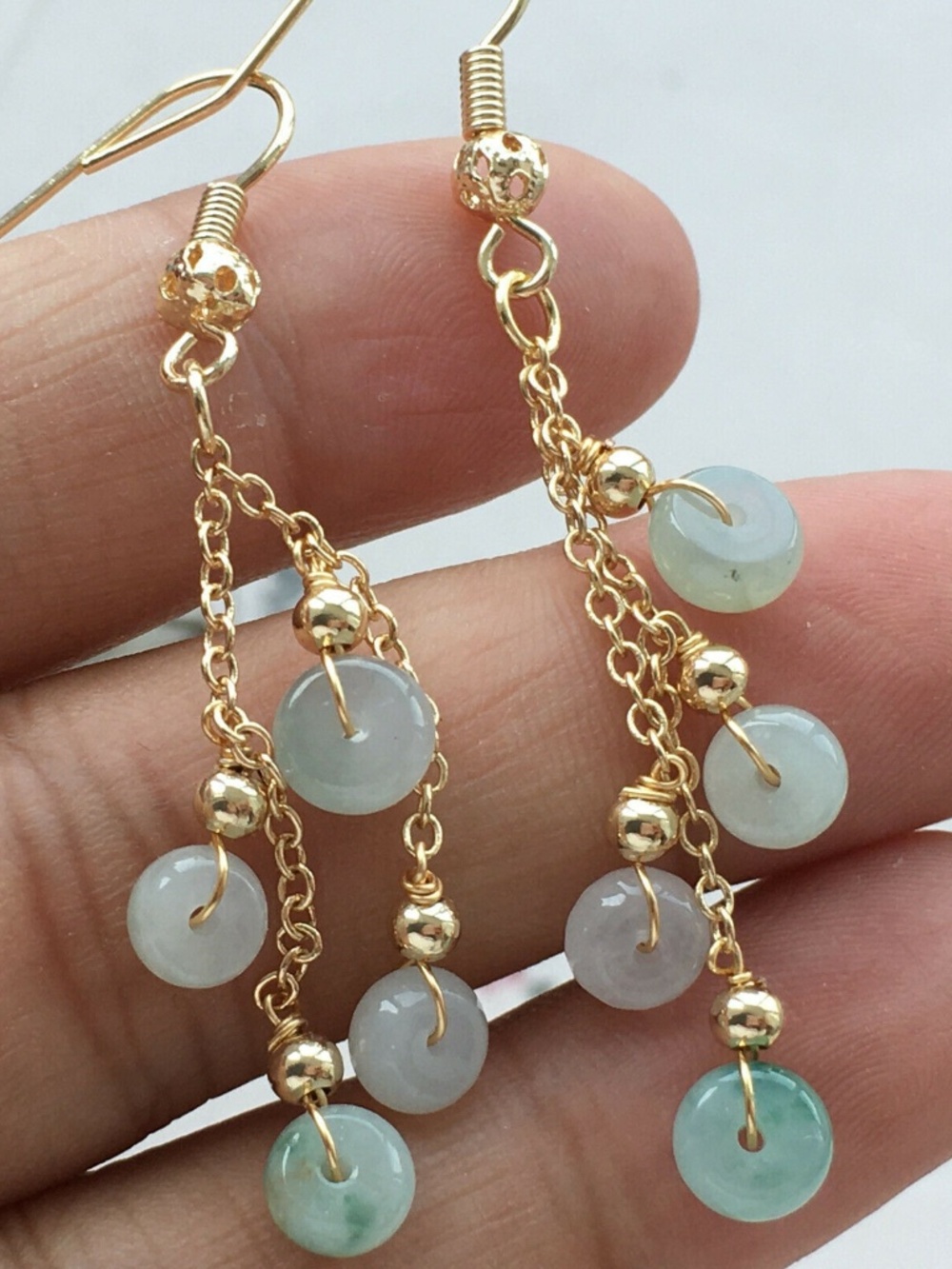 Certified natural A grade JADE Jadeite carving Lucky Earrings 耳环